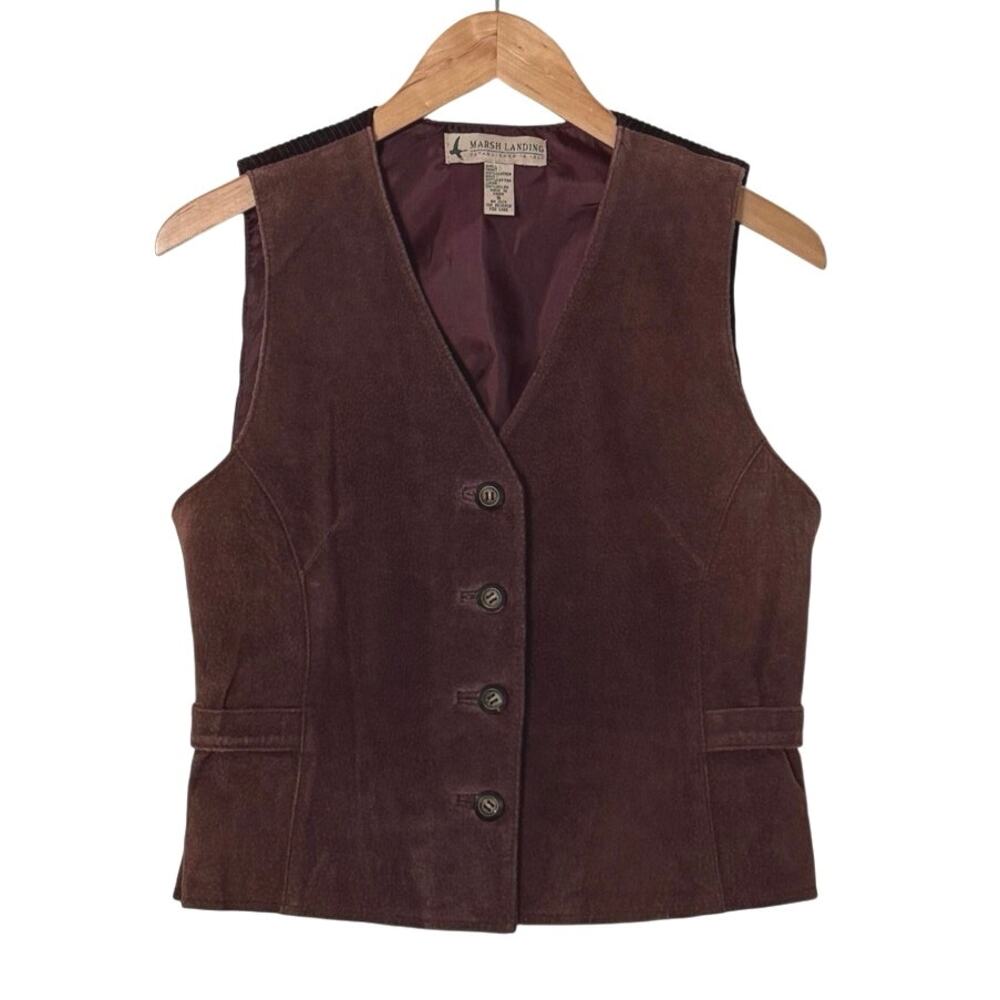Vintage Marsh Landing leather vest women's size small